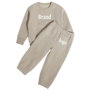 Conjuntos de Ropa Deportiva para Niños y Niñas, Sudadera y <span class=keywords><strong>Pantalones</strong></span> de Color Sólido, Tela de Forro Polar, Conjuntos Unisex de Manga Larga - Product Image 1