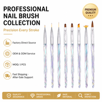 Ensemble de brosses à ongles personnalisables avec manche en cristal, poils en nylon doux, kit de manucure pour nail art en gel, vente en gros