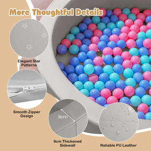 Piscina de bolas redonda de espuma suave para niños, para interiores, de 105 cm x 24 cm, sin incluir bolas de océano. - Product Image 5