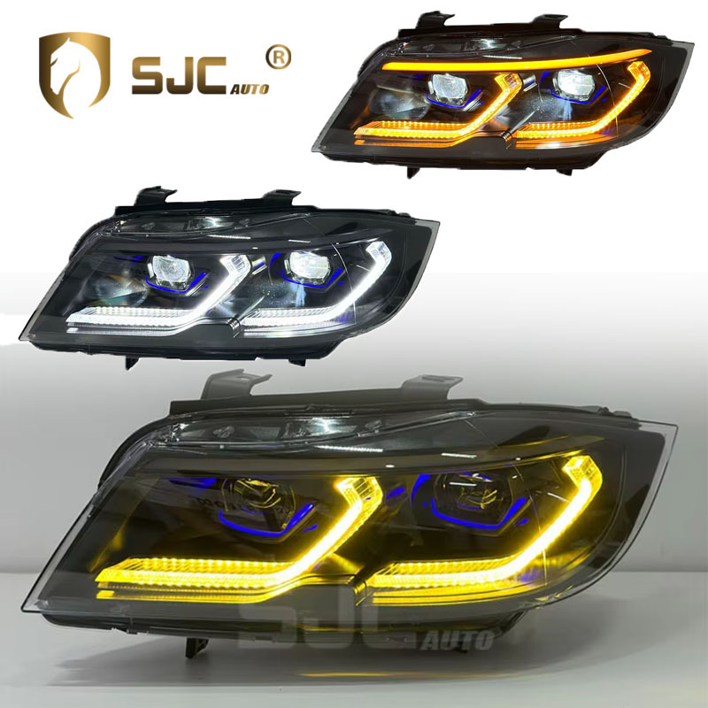 Sjc V3 Smoked Tri-Color LED Headlight Assembly For BMW 3 Series G20 Yellow White Amber DRL