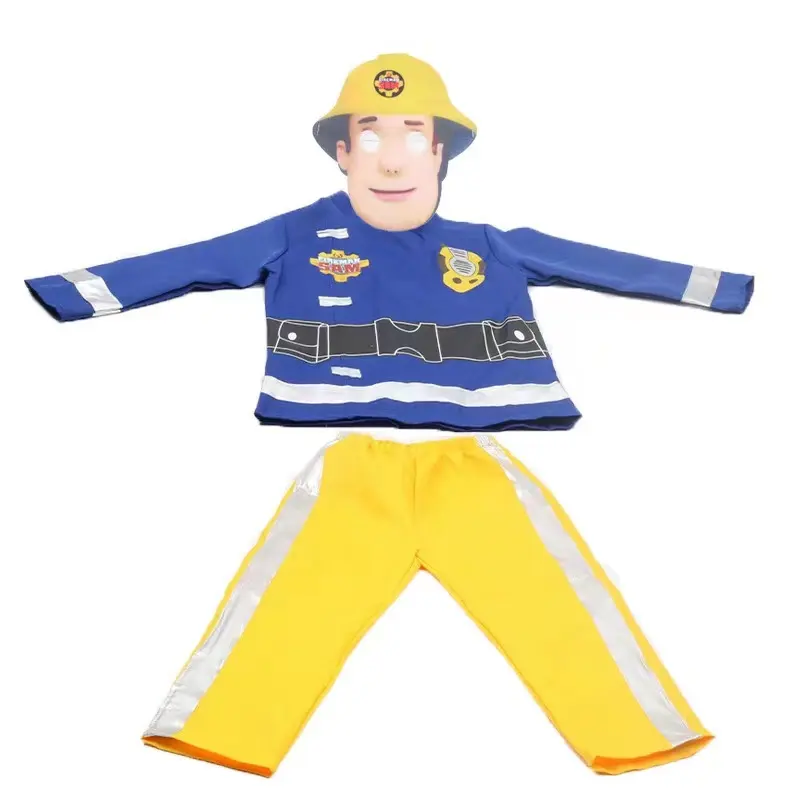 Fireman Sam Cosplay Costume Hot Sale Halloween Party Kids Firefighter Clothing High Quality Rescue Team Uniform for Children