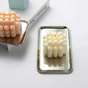 Bandeja de tocador de acero inoxidable rectangular pequeña, bandeja de almacenamiento de cosméticos y maquillaje de baño organizada para platos de joyería y platos - Product Image 2