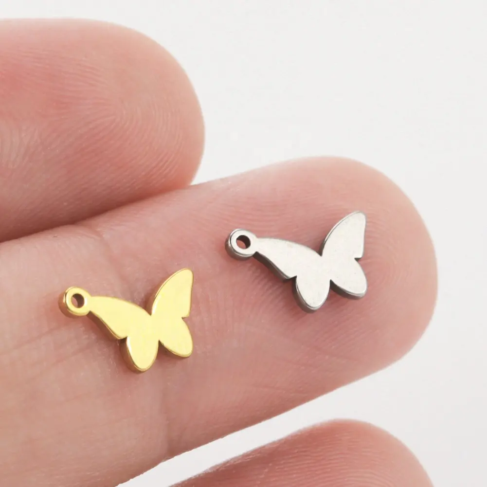 5 Stück/Packung Schmetterlings-Charmanter-Anhänger Edelstahl-Charms für Schmuckherstellung Halskette Armbänder Ankletten DIY-Zubehör Großhandel