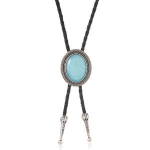 Corbata Bolo Vaquera Occidental Vintage Elegante de Piedra Negra con Colgante de Cuero, Joyería de Corbata Occidental para Hombres y Mujeres, Accesorios - Product Image 5