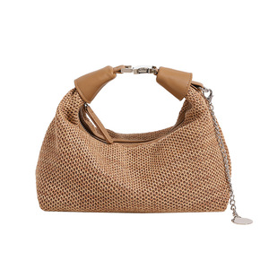 Sac fourre-tout polyvalent en lin haut de gamme avec fermeture éclair pour femme, idéal pour l'été, la plage, les voyages et les <span class=keywords><strong>vacances</strong></span>, sac à bandoulière avec chaîne - Product Image 5