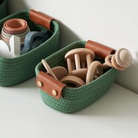 Conjunto de 5 Cestos de Armazenamento de Algodão Resistente para Prateleiras, Perfeitos para Organização Doméstica, Cestos de Armazenamento de Qualidade