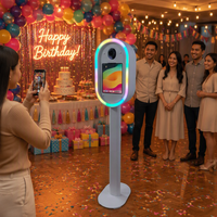 Photobooth ovale pour iPad 12,9 pouces, livraison à domicile depuis l'entrepôt américain, flight case, panneau personnalisé en option, boîte d'imprimante pour événements de mariage