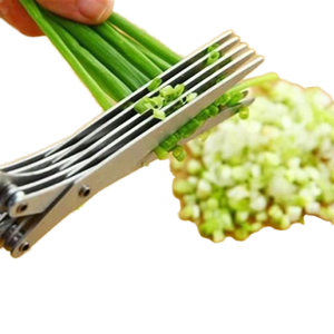 Ciseaux de cuisine en acier inoxydable à cinq lames pour oignon vert, légumes, herbes aromatiques et vanille, pour hacher et déchiqueter - Product Image 3