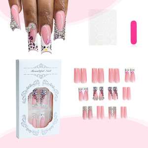 24 <span class=keywords><strong>faux</strong></span> <span class=keywords><strong>ongles</strong></span> à presser avec motif sapin de Noël, style français, à paillettes brillantes et rayures, avec colle, <span class=keywords><strong>pour</strong></span> femmes - Product Image 5