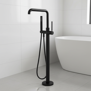 Robinet de <span class=keywords><strong>baignoire</strong></span> sur pied avec <span class=keywords><strong>douchette</strong></span>, mitigeur de <span class=keywords><strong>baignoire</strong></span> autoportant en laiton à poignée unique pour salle de bain et hôtel - Product Image 2