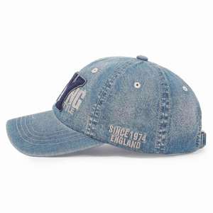 Casquettes et chapeaux originaux d'usine en gros, logo brodé, casquettes de baseball en denim bleu clair - Product Image 3