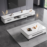 Meuble TV lumière italienne luxe ardoise support TV et table basse ensemble moderne minimaliste rétractable salon plancher armoire