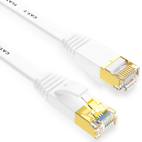 Cable Ethernet Plano Cat7, Chapado en Oro, Sin Enredos, Ultrafino, Cubierta de PVC Duradera, 10Gbps, STP Blindado, Cable de Conexión RJ45 para Juegos