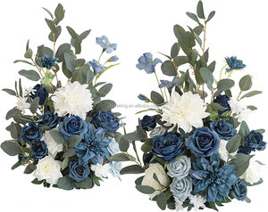 Arrangement <span class=keywords><strong>marsala</strong></span> et fard à joues de fleurs artificielles autoportantes pour décor floral d'allée d'arcade de mariage - Product Image 6