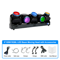 Projecteur de scène mobile à 5 têtes LED 120W Tornado 5x120W avec effet Halo et poursuite lumineuse, idéal pour DJ et discothèques