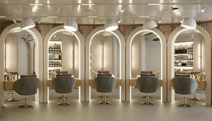 Boutique Salon Front Desk with LED Logo Custom Professional Salon Interior Design & Furniture Set - Product Image 3