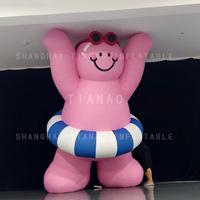 Poupée gonflable avec cercle de natation poupée rose gonflable mascotte de dessin animé gonflable pour la décoration ou la publicité