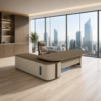 Bureau de direction E1 HDF PVC avec surface en grain de bois thermoformée, sans fissures, sans déformation, serrure à code, tiroir, boîte à câbles