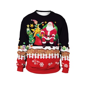 Tùy Chỉnh OEM Santa Vui Kỳ Nghỉ Đảng Dệt Kim Áo Thun Jumper Vài Dệt Kim Xmas Chải Hươu Unisex Xấu Xí Giáng Sinh Áo Len - Product Image 6