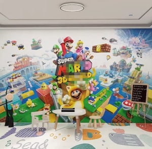 Dessin animé Super <span class=keywords><strong>Mario</strong></span> jeu thème Mural chambre d'enfants maison papier peint autocollant - Product Image 5
