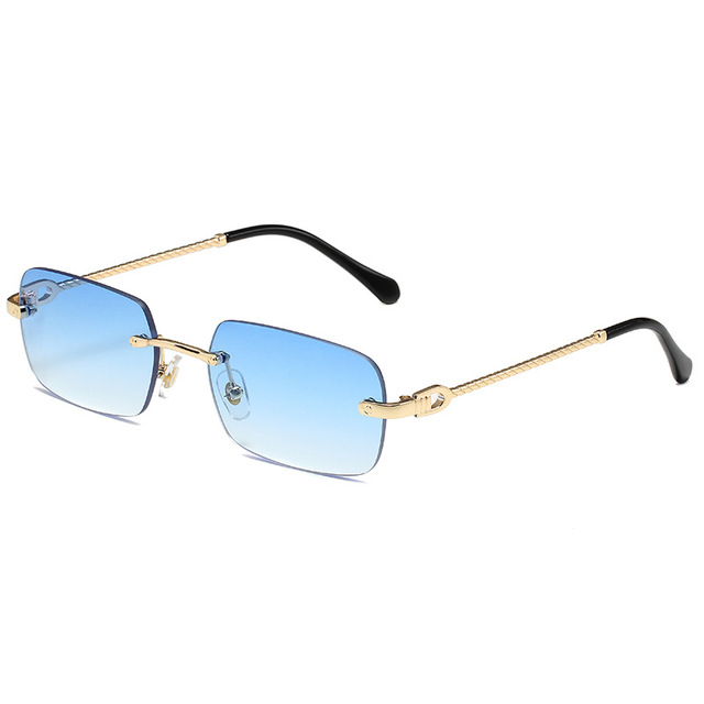 New Retro Polygonal Frameless Sunglasses UV400 Anti-reflective Optical Ocean Lenses Small Frame Metal Unisex Personalized