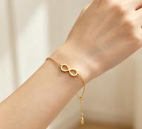 Bracelet à breloques infini miniature, bracelet infini anti-ternissement, plaqué or 18 carats, chaîne à maillons réglable, bijoux minimalistes pour femmes