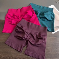 Shorts de sport Impact avec logo personnalisé, bande côtelée basse, sans couture, effet froncé aux fesses, extensible, pour yoga, entraînement, gym et course à pied