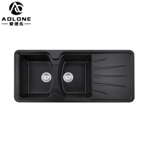 Évier de cuisine en quartz fait à la main en usine Bol unique encastré avec égouttoir Traitement de surface nano Installation de comptoir à un trou - Product Image 3