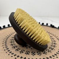 Brosse exfoliante pour le corps adulte en bois de hêtre, finition style antique, manche court, poils doux et ferme pour le frottement du dos, nettoyage en profondeur