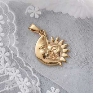 จี้ทองหุ้มสเตนเลสสตีลรูปพระจันทร์พระอาทิตย์พร้อมสร้อยคอ - Product Image 5