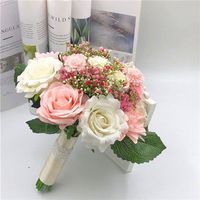 Groothandel Romantische Bruid Bloemenboeket Kunstbloemen voor Bruiloftdecoratie Accessoires