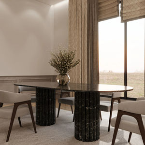 Mesa de Comedor Ovalada Lorenzo Verde Levanto de Kumusi Furniture con Diseño Acanalado - Product Image 3