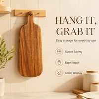 Plateau rectangulaire en bois créatif avec poignée ergonomique pour viande, steak, fromage, fruits, pain, plateau en bois antidérapant