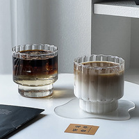 Beeman rétro rayures verticales tasse en verre résistant à la chaleur tasse à café pour glace café boisson tasse à eau pour verres en verre froid