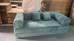 デュアルユース クリームピンク ファブリック リビングルーム モジュール ウェーブカード テディ ソファベッド コンビネーション コーナー レイジースタイル コンプレッションソファ - Product Image 2