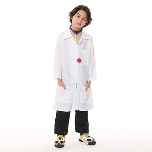Kids Little Doctor Nurse <b>White</b> Coat Costume Kindergarten Career Role Play Stage Performance - Product Image 4