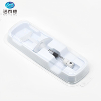Seringue en verre Luer Lock longue de 1 mL, démontable, emballage sous blister, avec embout personnalisé pour produits de comblement cutané
