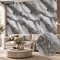 Papier peint adhésif en marbre gris diagonal blanc, 2,3 mm, mousse PET IXPE, pour les murs du salon, près du canapé