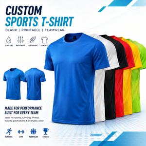 Camisetas Deportivas Personalizadas con Logotipo, 100% Poliéster, de Secado Rápido, al por Mayor, Lisas, Transpirables, para Impresión, en Grandes Cantidades - Product Image 1