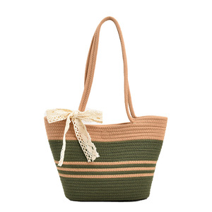 Sac fourre-tout tissé sur mesure, motif rayé en forme de coquille, boucle magnétique, usage quotidien, printemps 2023 - Product Image 4