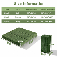 Matelas pliant à trois volets de 6 pouces en mousse haute densité, portable et pliable, avec poignée, pour le camping, les camping-cars, les tentes, les fourgons et les lits d'appoint
