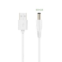 Câble USB vers CC blanc 5V 5525 5521 4017 35135 2507 Câble d'alimentation CC Câble de connecteur USB mâle vers baril 5525