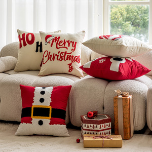 Fundas de cojín decorativas lavables de poliéster y algodón cuadradas para Navidad, para sala de estar, sofá, decoración navideña del hogar - Product Image 4