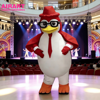Mascotte de club de danse, pingouin gonflable de dessin animé, ballon personnalisé, forme de pingouin rouge sur mesure.