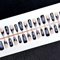 30PCS Boîte de style gothique foncé trapézoïdal Halloween Instagram Millennial Spicy Girl Y2K Style ABS Press on Nails