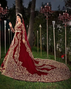 Elegante y hermosa ATIYA LIBAS Lehenga Choli con bordado Zardozi pesado Material de acetato hasta el suelo para vestido de novia-2019 - Product Image 3
