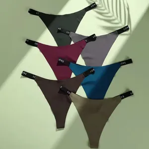 Thư Logo Ice Silk liền mạch Tangas de mujer đồ lót chuỗi Bikini Quần Lót Phụ nữ sexy G-string cộng với kích thước của phụ nữ thongs