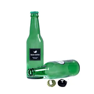 قارورة بيرة زجاجية عالية الجودة 330 مل قارورة نبيذ زجاجية خضراء