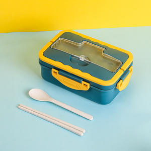 1500ML Microwaveable Style Japonais Isolé Boîte À Bento Paille De Blé Étudiant Déjeuner En Plastique Carré Fast Food avec Couvercle En Plastique - Product Image 6