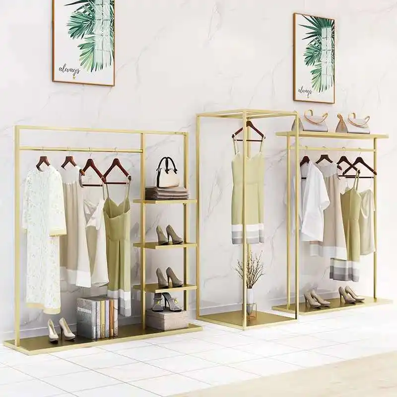 Customizable Design Gold Clothing Rack
